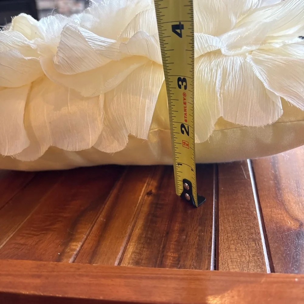 Vintage Yellow Floral Ruffle Satin Accent Pillow